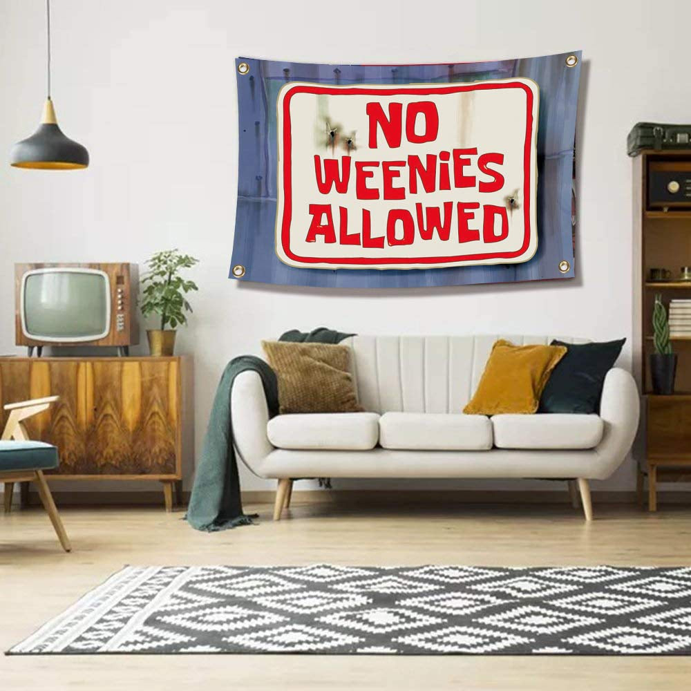 ENMOON, ENMOON No Weenies Allowed Flag (3X5Ft, Vivid Color) HD Printing 150D Poly 4 Brass Grommets for Dorm Home Gym College