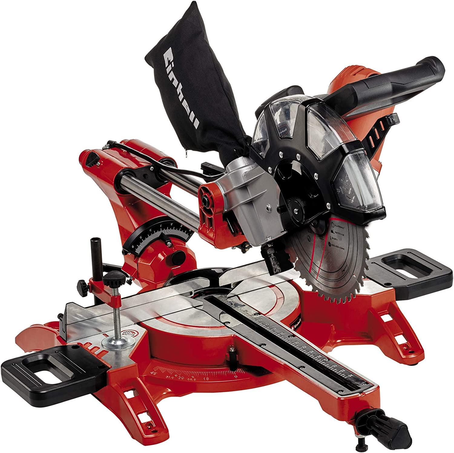 Einhell, Einhell 4300395 Dual Drag, Crosscut and Miter Saw TC-SM 2534/1 (Maximum 2350 W, Integrated Drag Function, Saw Head Tilts to Left/Right, Laser, Include Carbide-Tipped Precision Saw Blade)