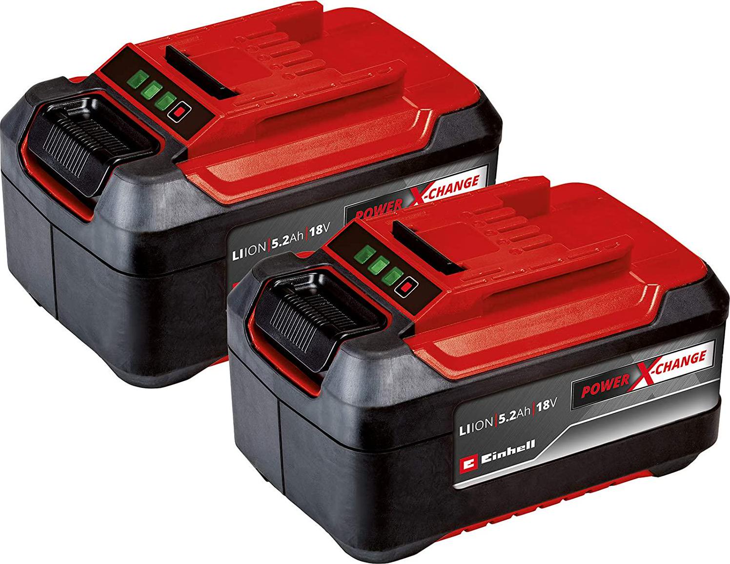 Einhell, Einhell Power X-Change 18V, 5.2Ah Lithium-Ion Battery Twin Pack 2 x 5,2Ah Batteries Universally Compatible With All PXC Power Tools And Garden Machines