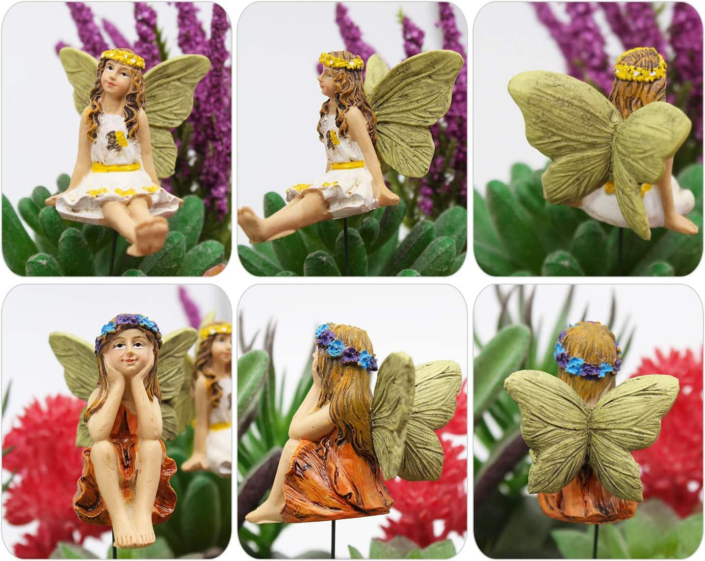 FANWNKI, FANWNKI Fairy Garden Vintage Resin Fairy Figurines for Outdoor Garden Yard Lawn Supplies Home Decor Set of 6