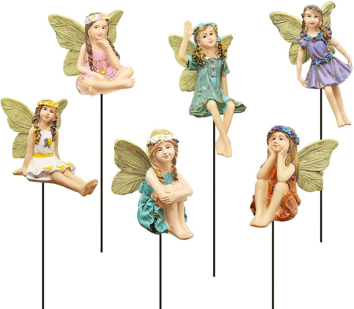 FANWNKI, FANWNKI Fairy Garden Vintage Resin Fairy Figurines for Outdoor Garden Yard Lawn Supplies Home Decor Set of 6