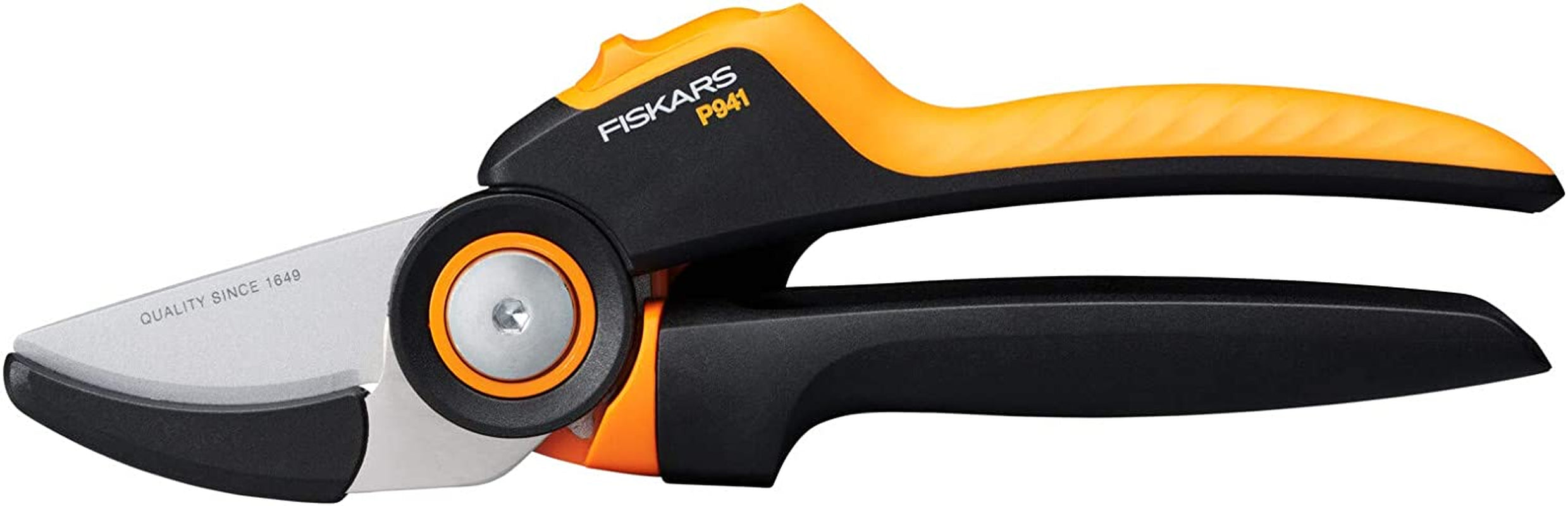 Fiskars, Fiskars Anvil Gardening Shears, X-Series Powergear, P941, with Rolling Handle, for Dry Twigs and Branches, Non-Stick Coated, Stainless Steel Blades, Length: 22,2 Cm, Black/Orange, 1057174