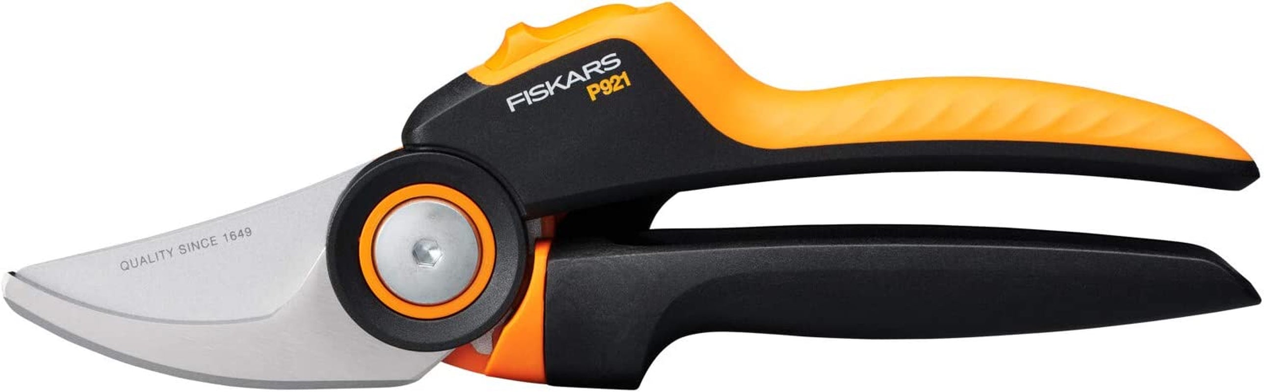 Fiskars, Fiskars Bypass Gardening Shears M, X-Series Powergear, P921, with Rolling Handle, for Fresh Branches and Twigs, Non-Stick Coated, Stainless Steel Blades, Length: 20.1 Cm, Black/Orange, 1057173