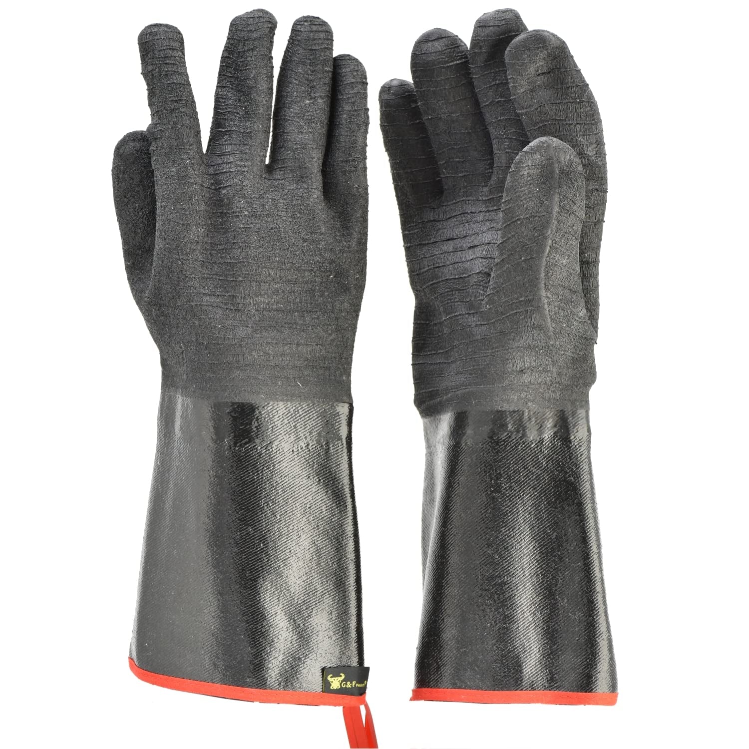 G & F Products, G & F Products 8119-13Inch Cooking Gloves Food Safe No BPA Insulated Waterproof, Oil Proof Heat Resistant BBQ, Smoker, Grill, and Outdoor Neoprene Material, 13 Inch Long, Black