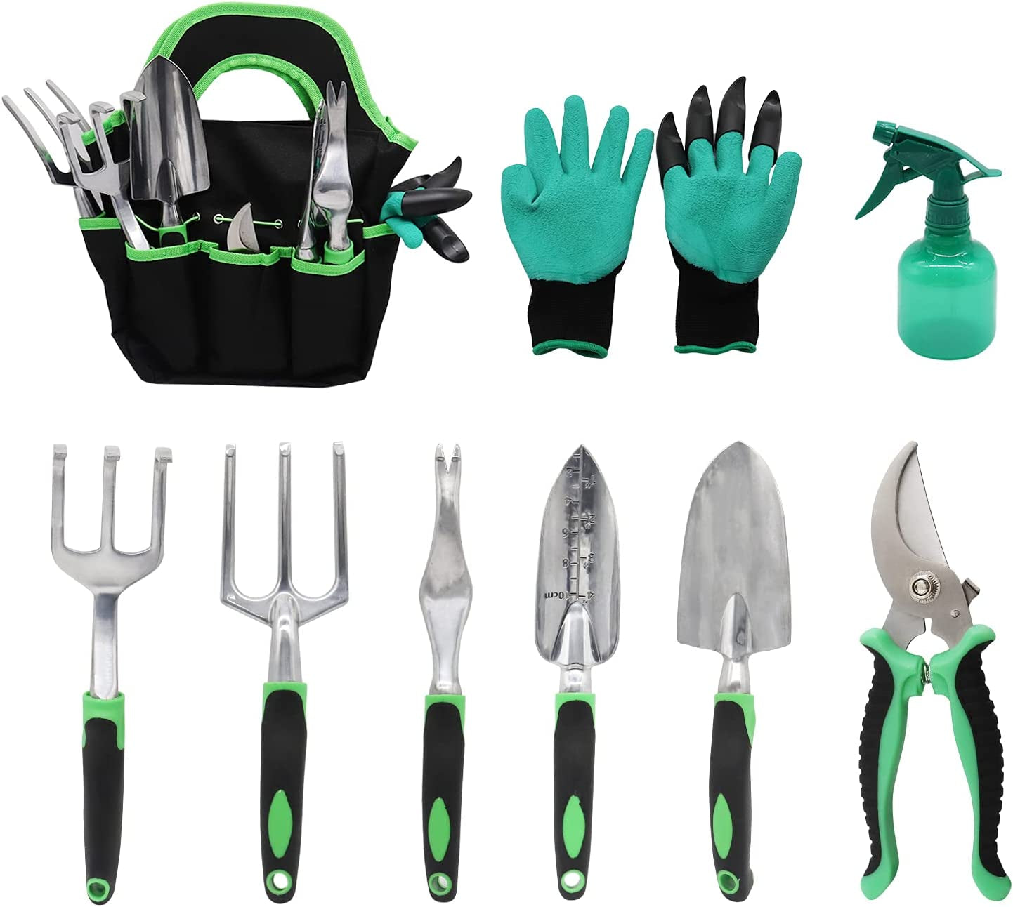 valuehall, Garden Tools Set Valuehall 9Pcs Extra Succulent Tools Set Heavy Duty Gardening Tools Set with Stainless Steel Shovel Rake Fork Shear Gloves and Storage Tote Bag for Men Women Gardeners V7H03